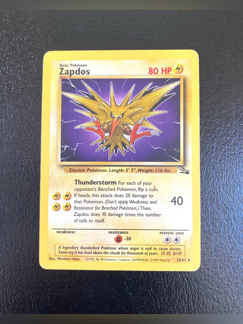 Zapdos 30/62 Pokémon Card